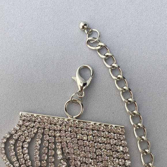 New! Silver Rhinestone Choker Necklace - Picture 5 of 6